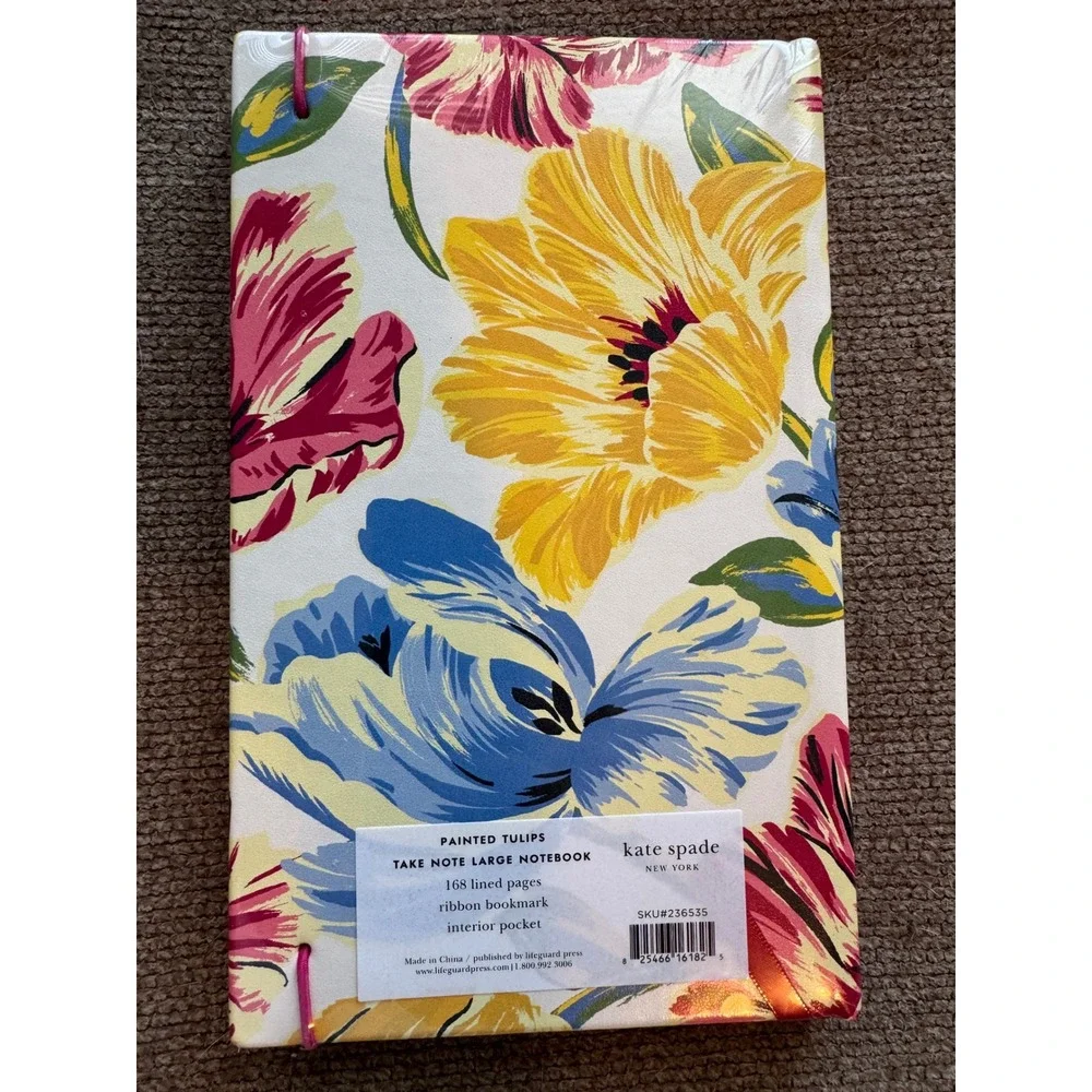 Kate Spade Painted Tulips Take Note Large Notebook Lined Floral Journal 236535